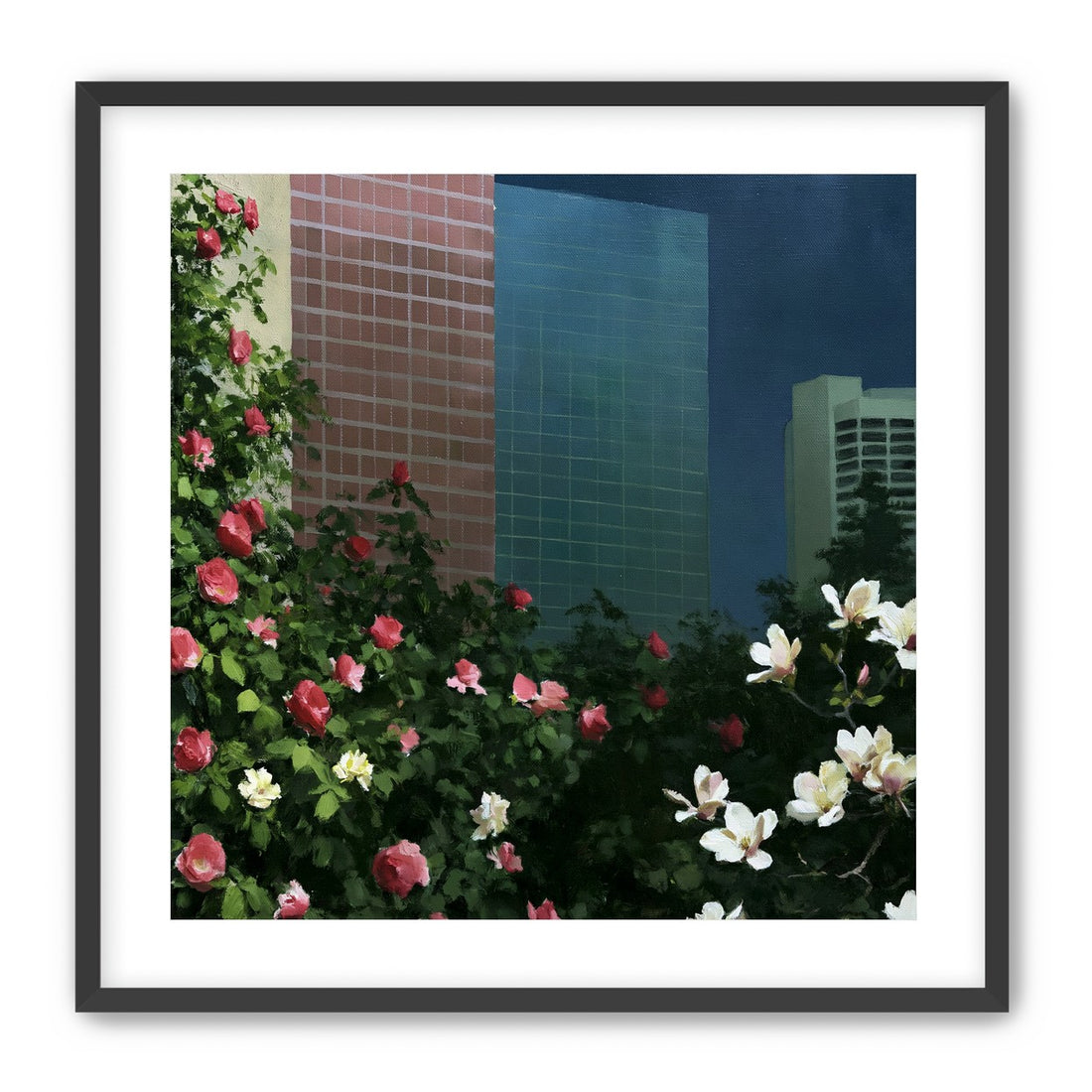 Flowers at the foot of towers