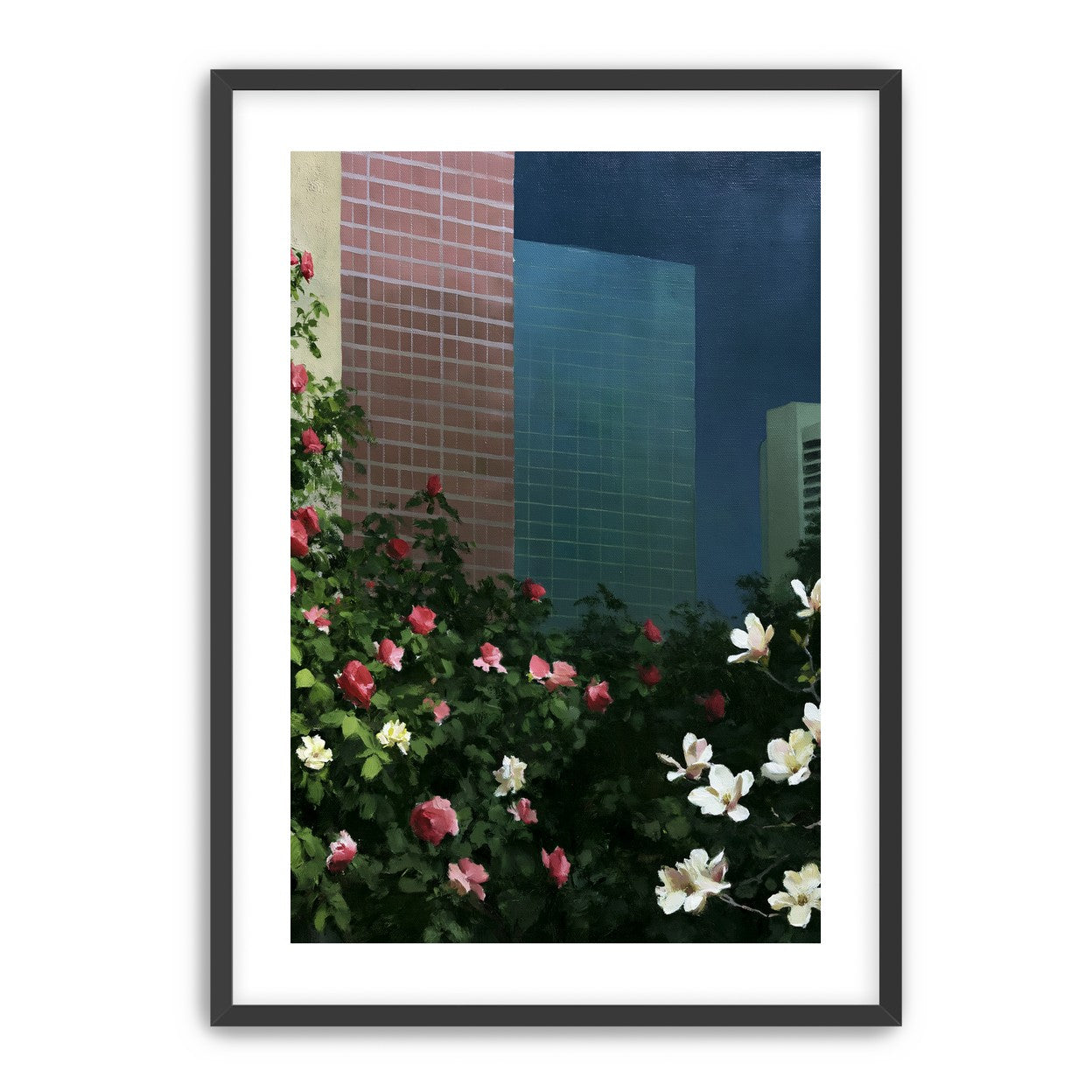 Flowers at the foot of towers