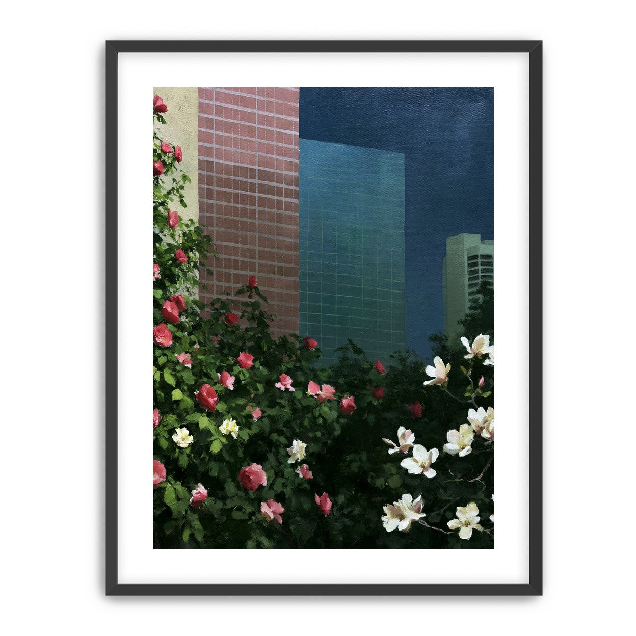 Flowers at the foot of towers
