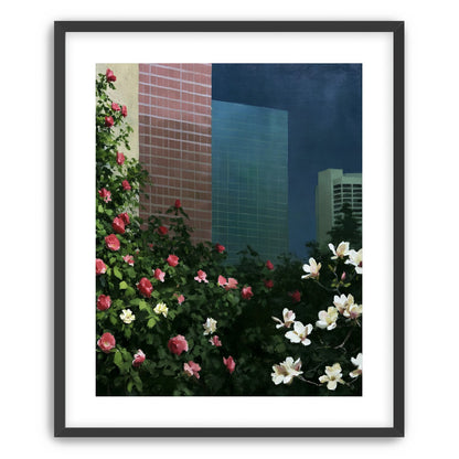 Flowers at the foot of towers