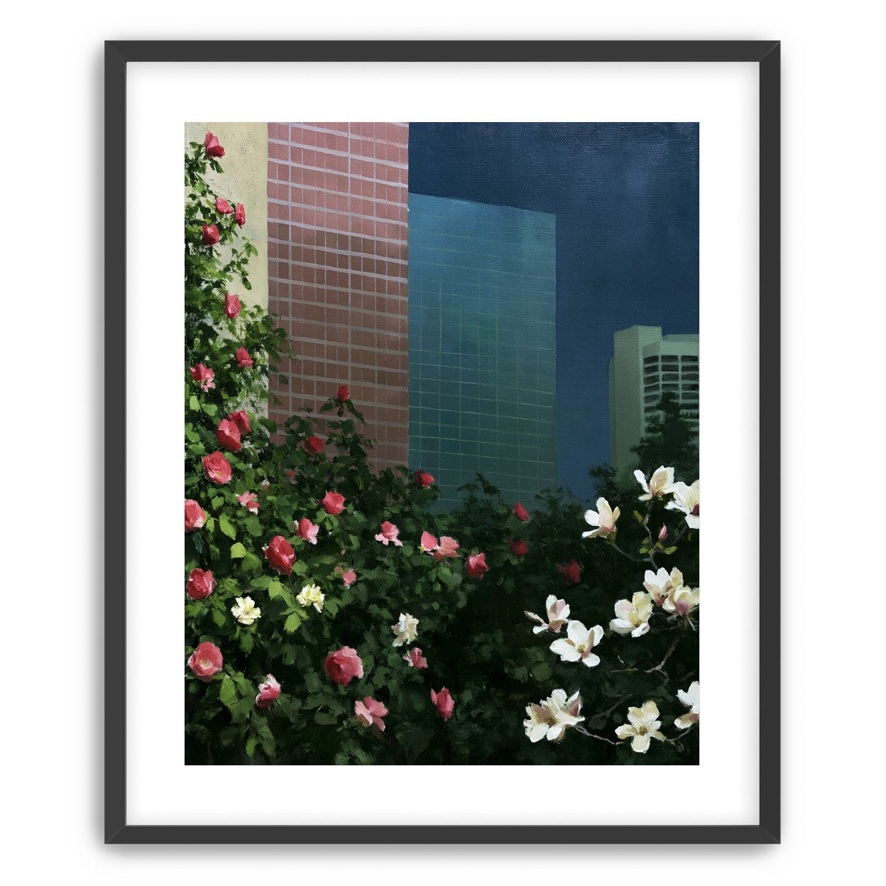 Flowers at the foot of towers