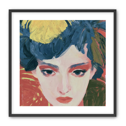 Yellow weight over her gaze