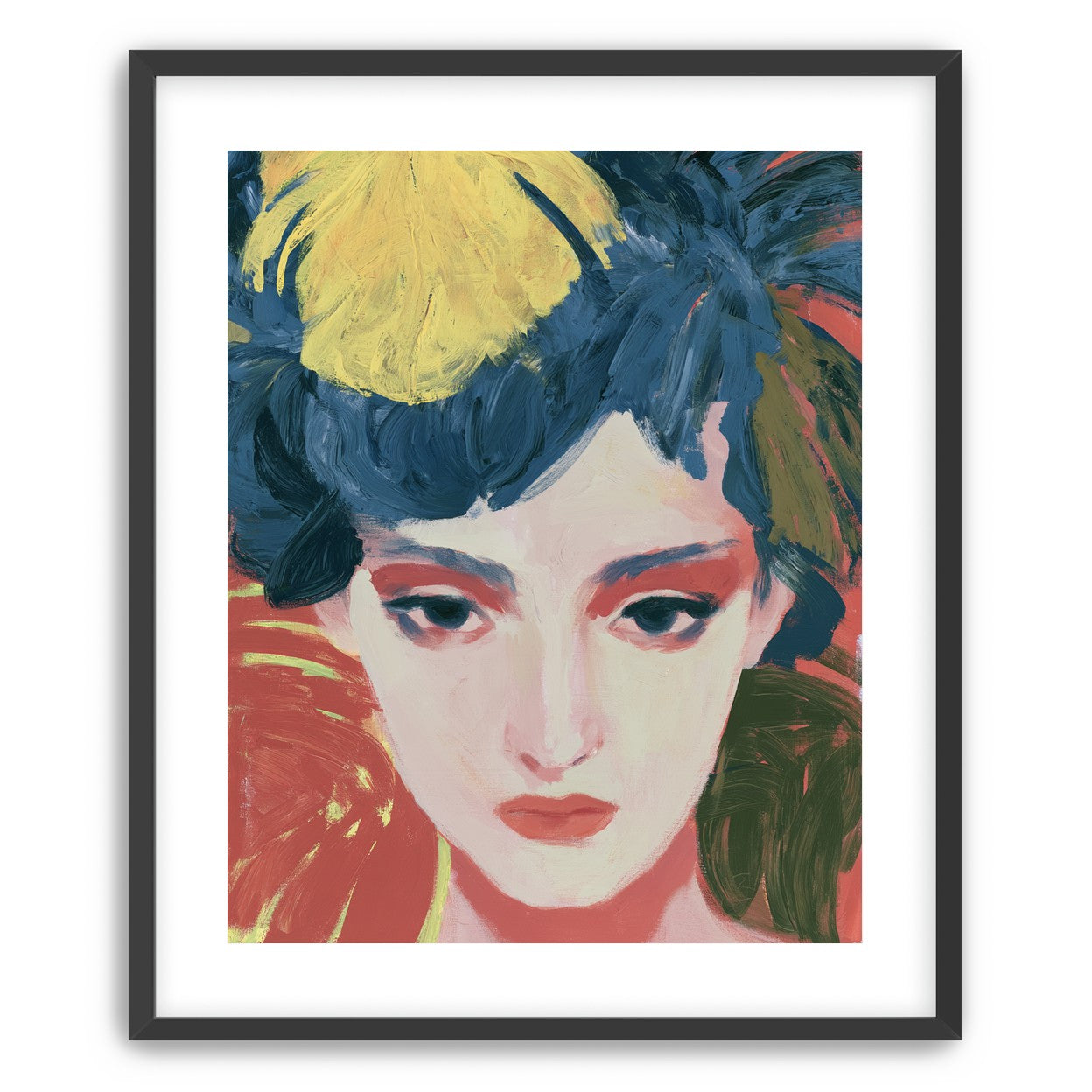 Yellow weight over her gaze