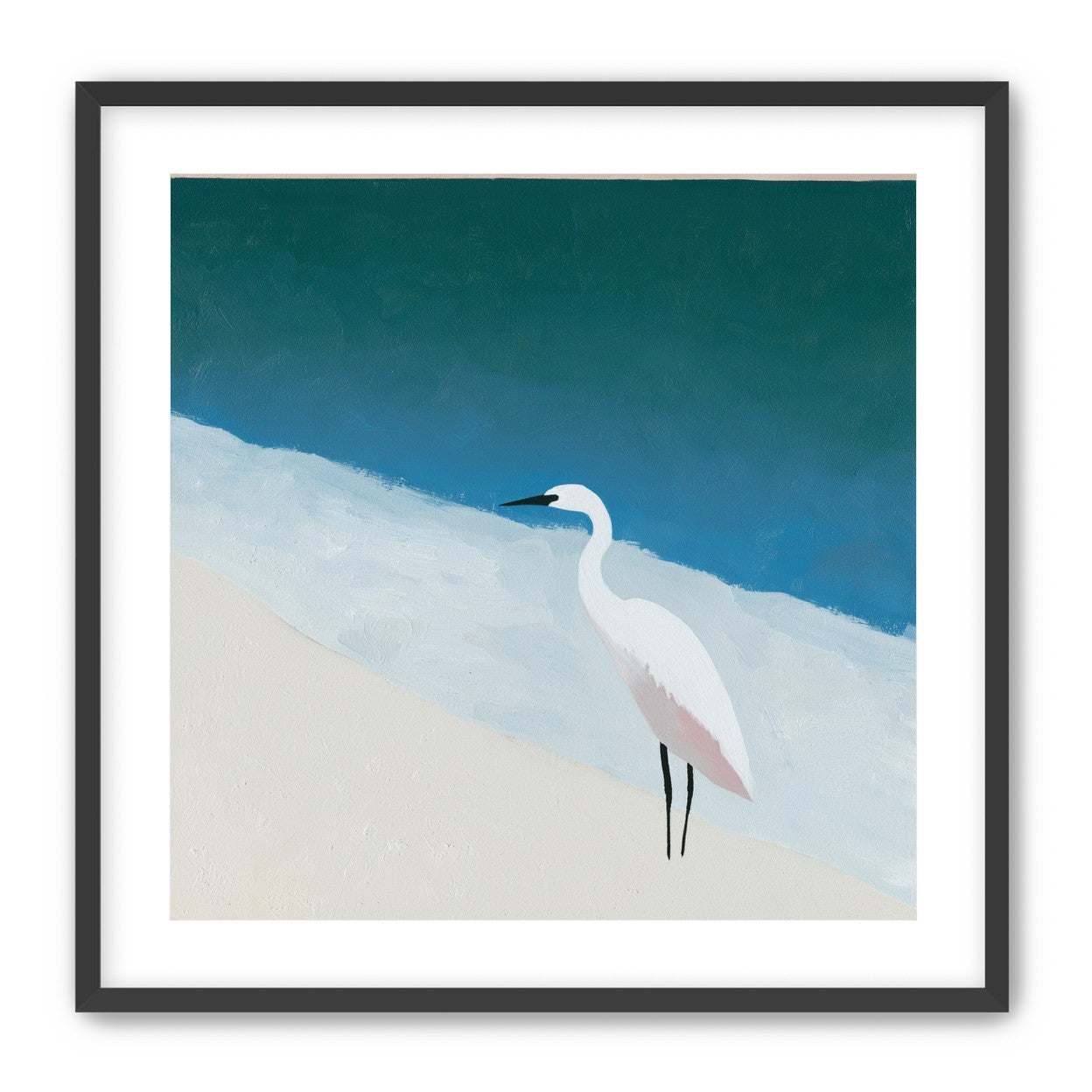 White egret at the shoreline