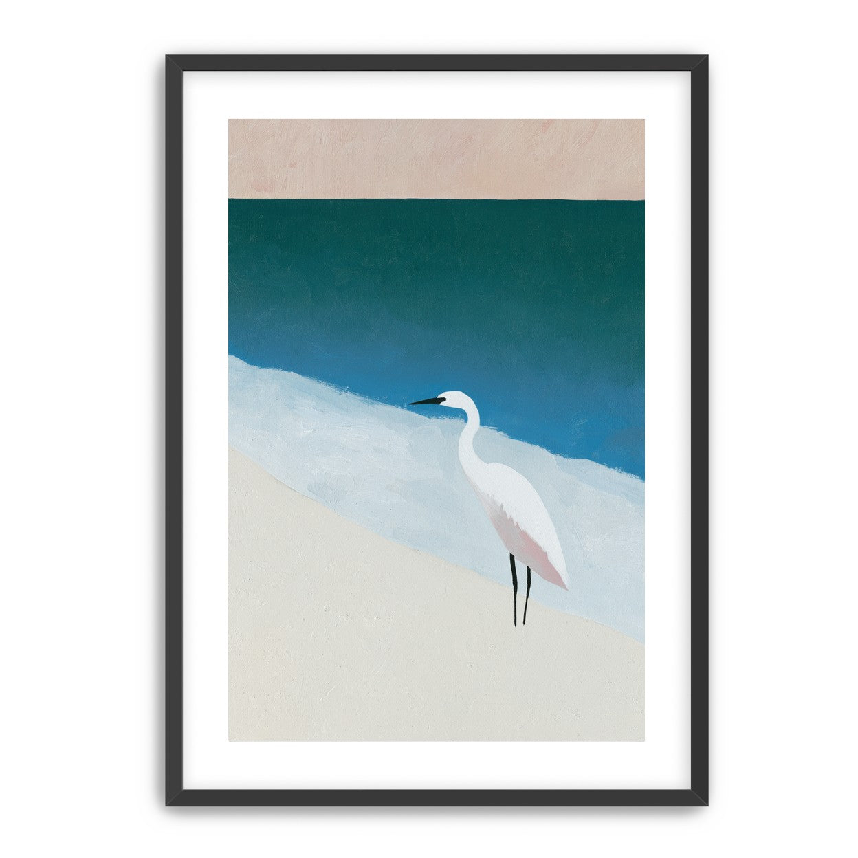 White egret at the shoreline
