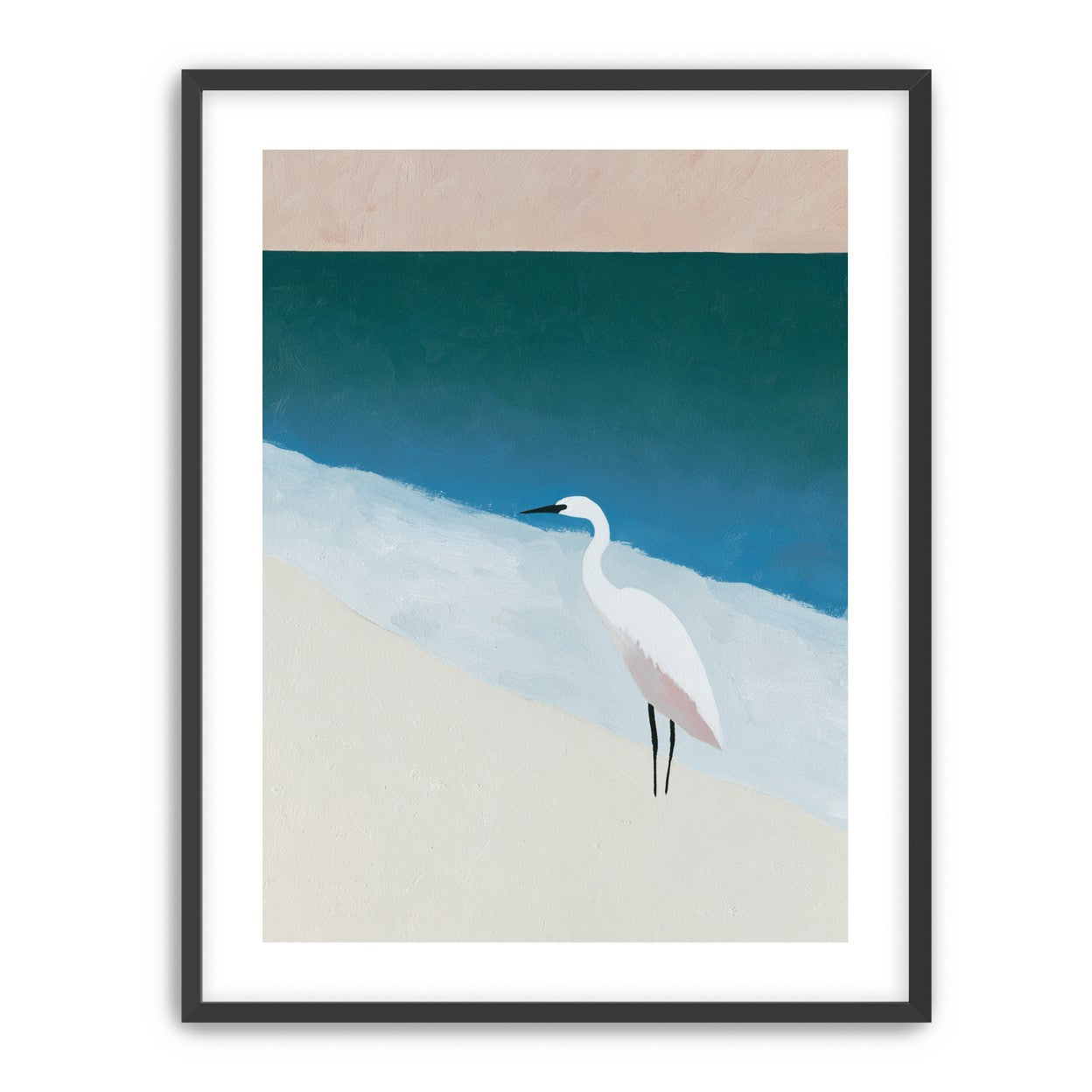 White egret at the shoreline
