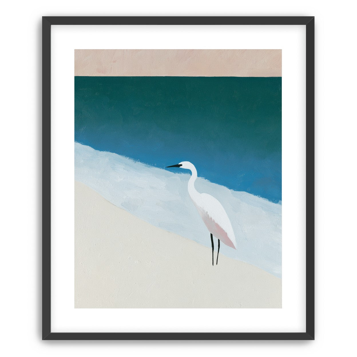 White egret at the shoreline
