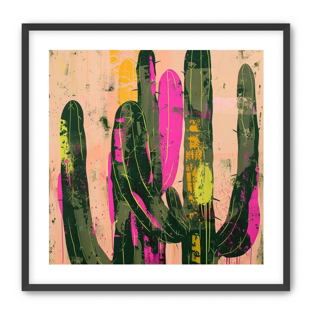 Neon pink on cactus green