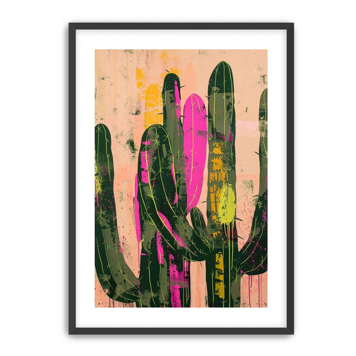 Neon pink on cactus green