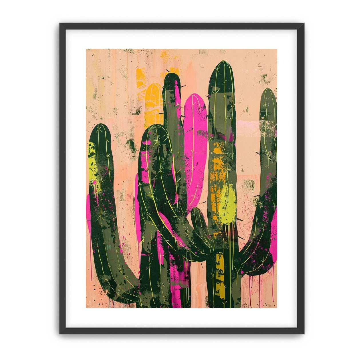 Neon pink on cactus green