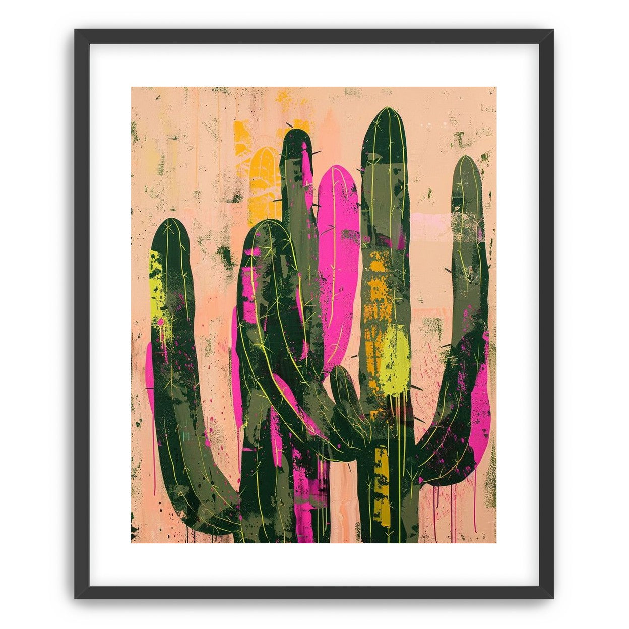 Neon pink on cactus green