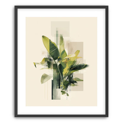 Green leaves among glassy blocks