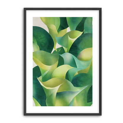Overlapping curled green leaves