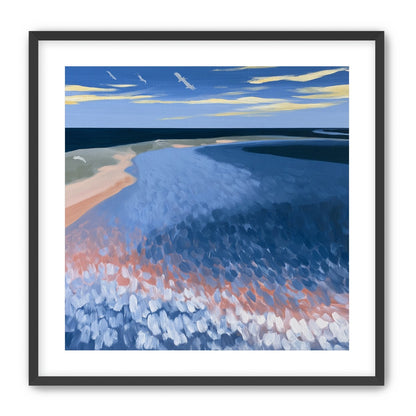 Pale sand in blue water