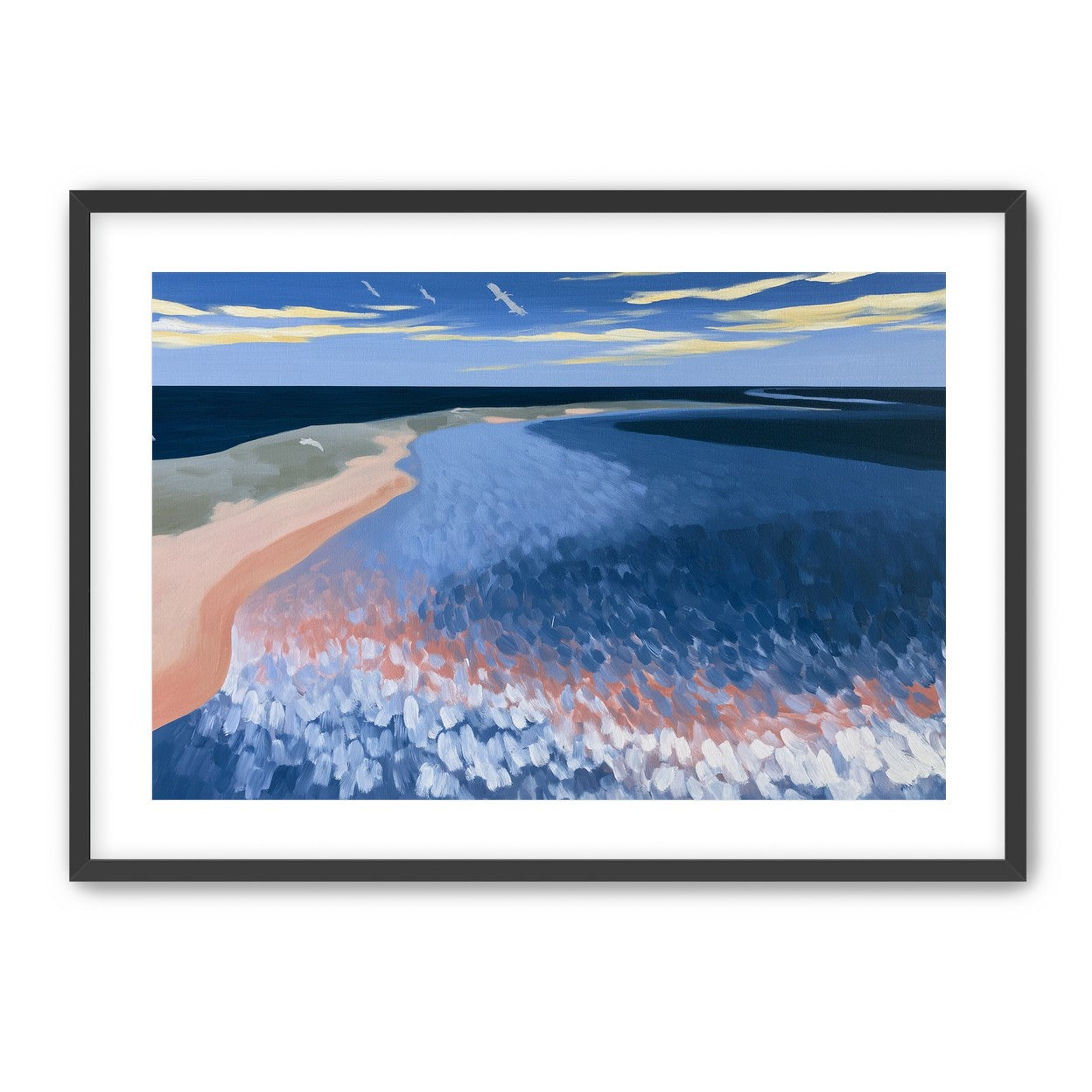 Pale sand in blue water