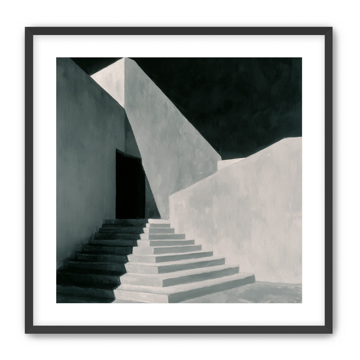 Stairs into the black doorway