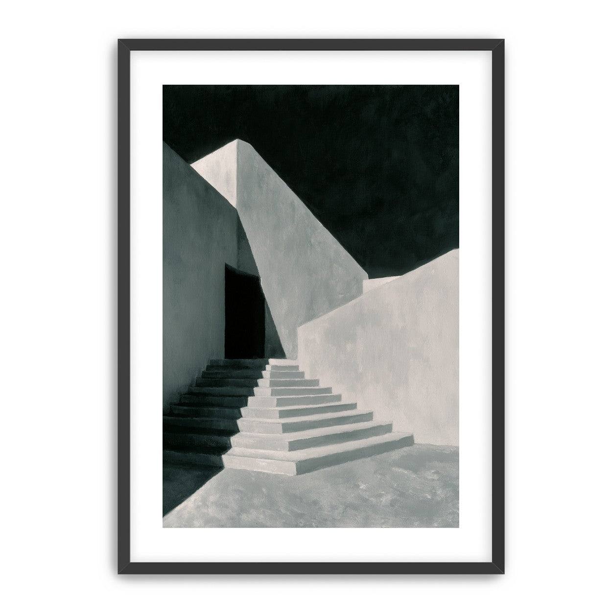 Stairs into the black doorway