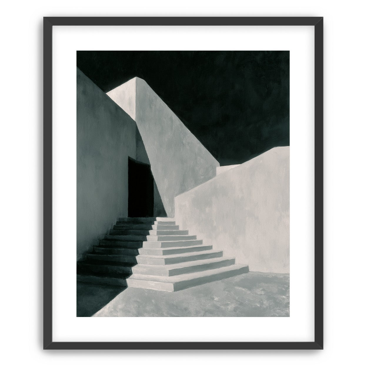 Stairs into the black doorway