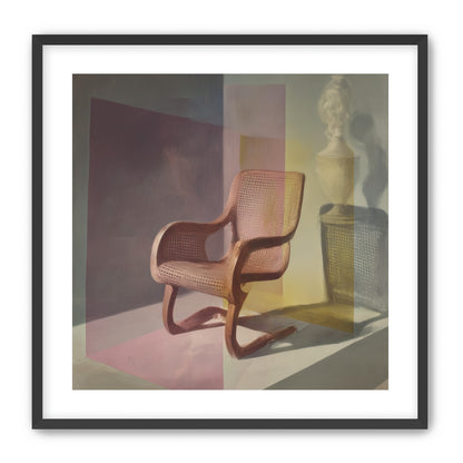 Cane chair within color panes