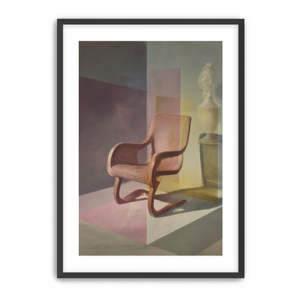 Cane chair within color panes