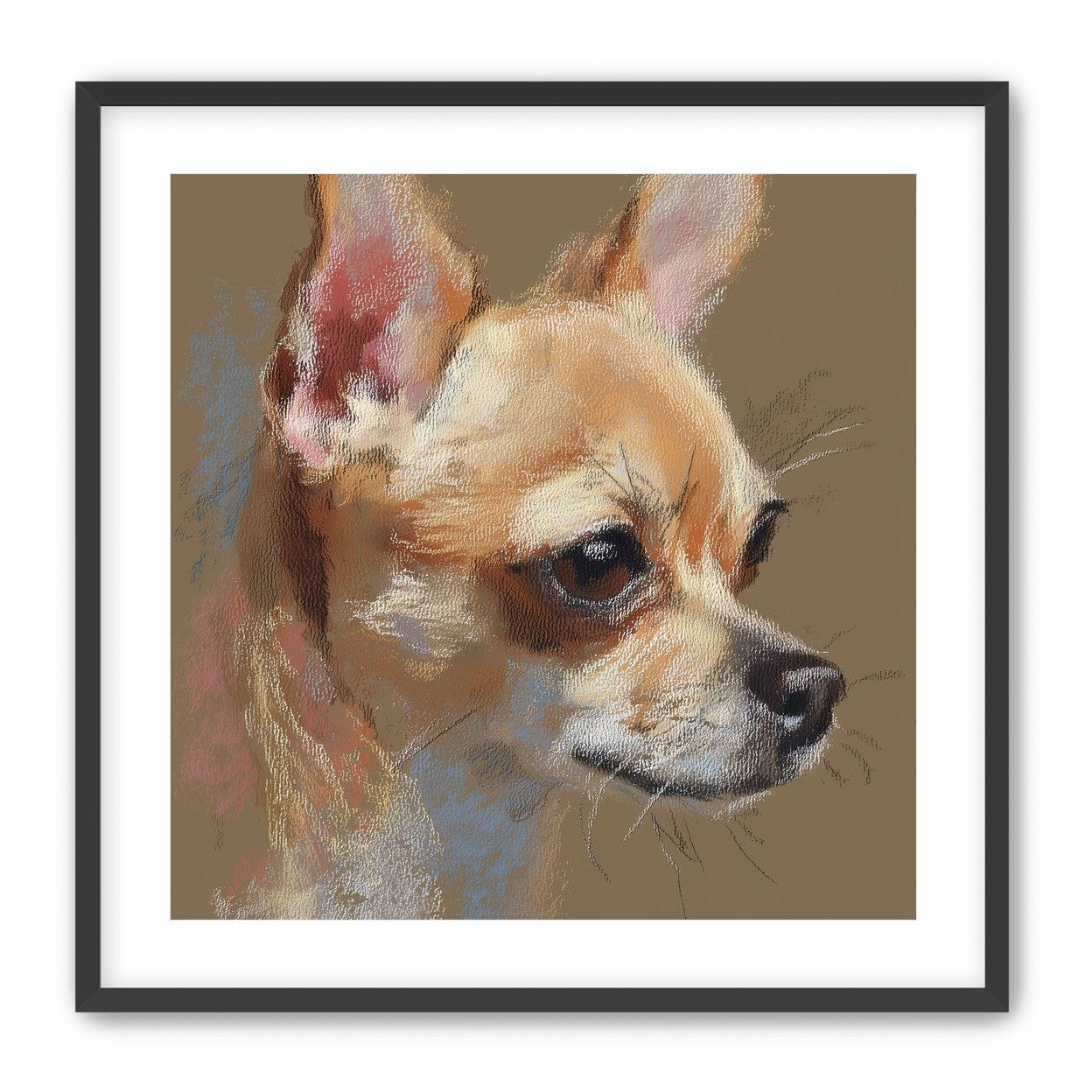 Pastel dog in profile