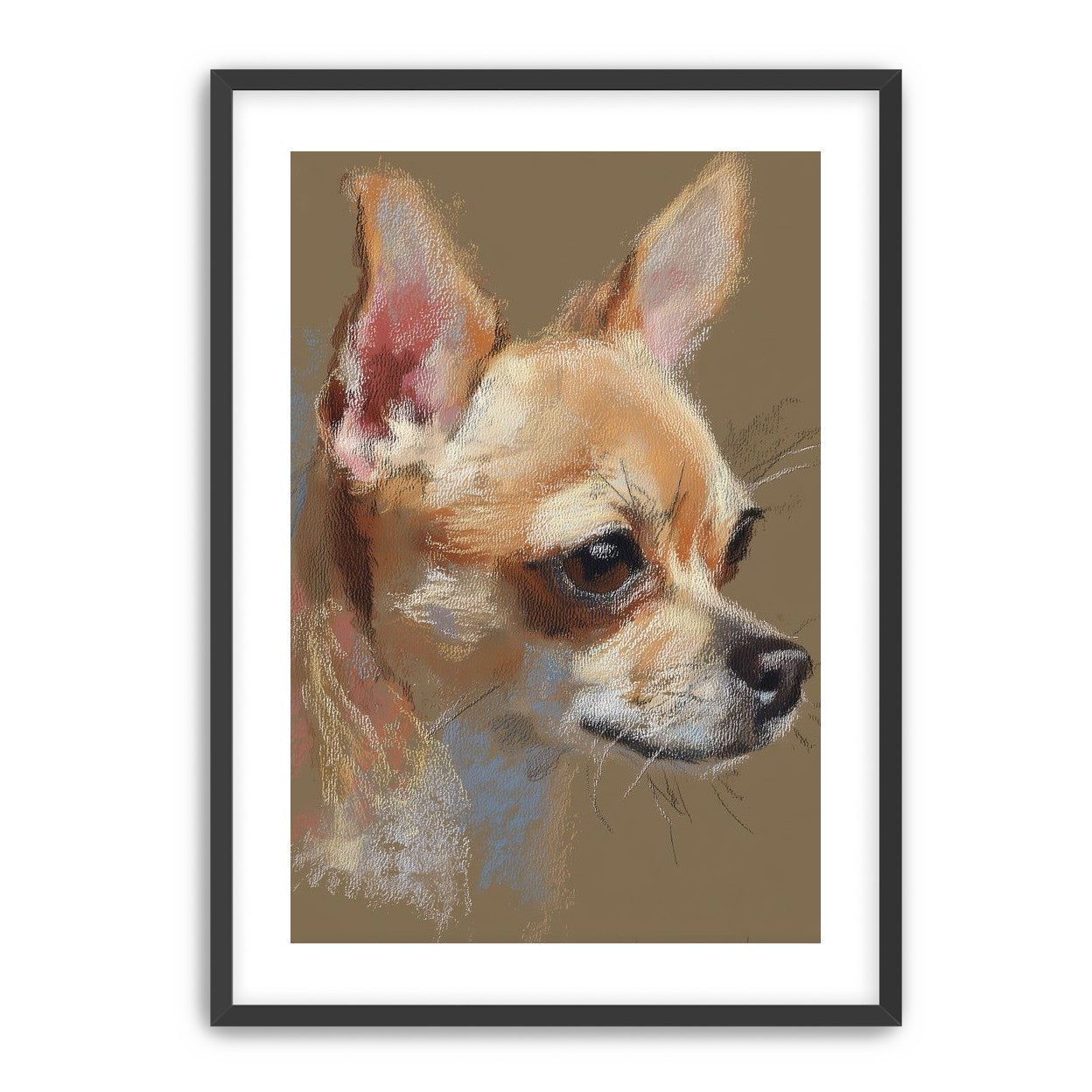 Pastel dog in profile