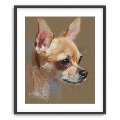 Pastel dog in profile