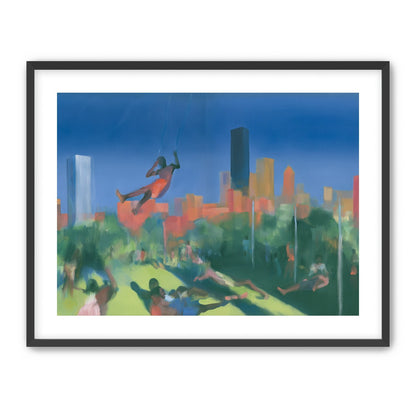 Swinging over the city park