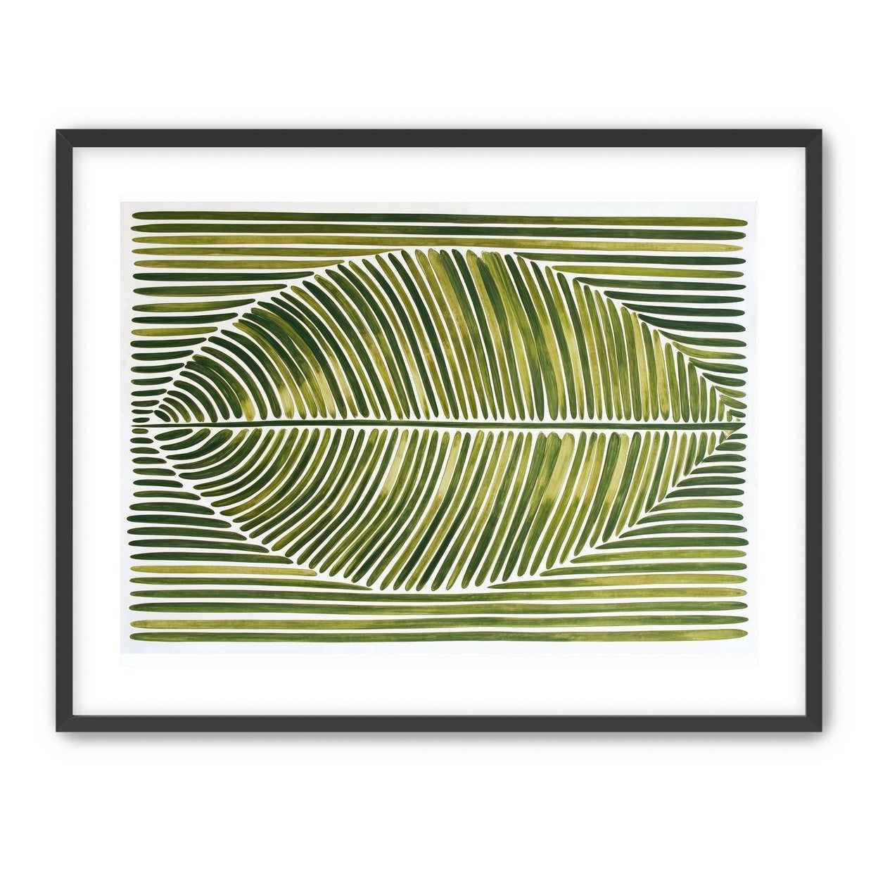 Palm frond in green bands