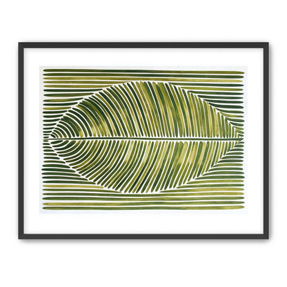 Palm frond in green bands