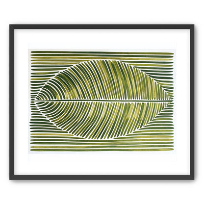 Palm frond in green bands
