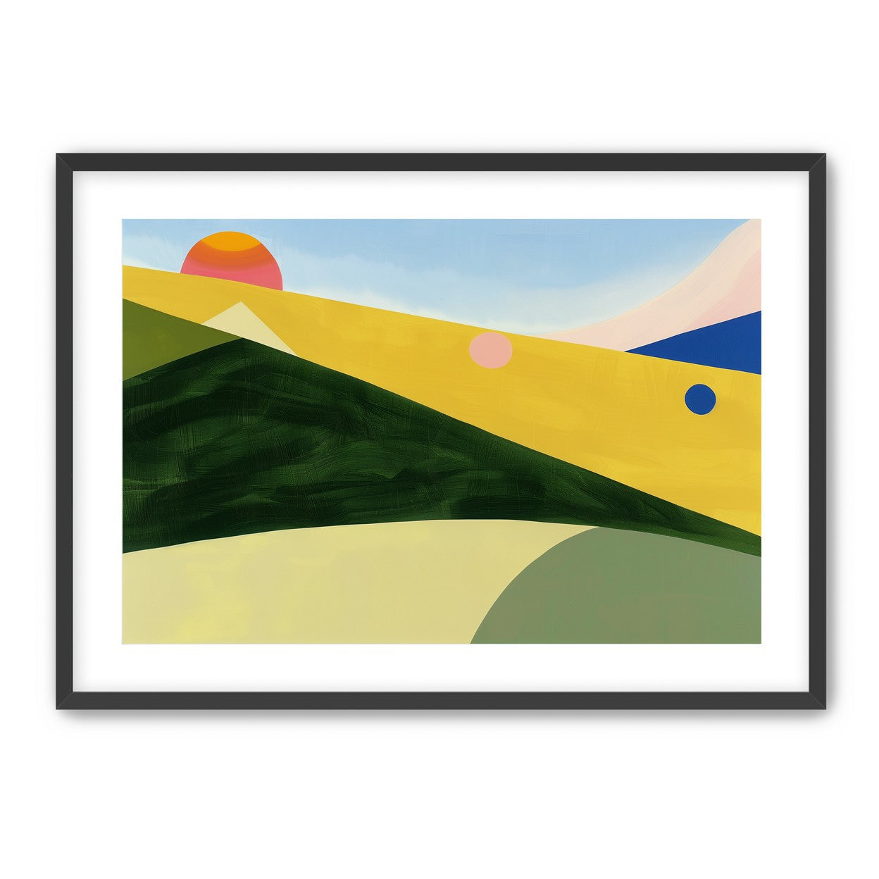 Three suns over rolling hills