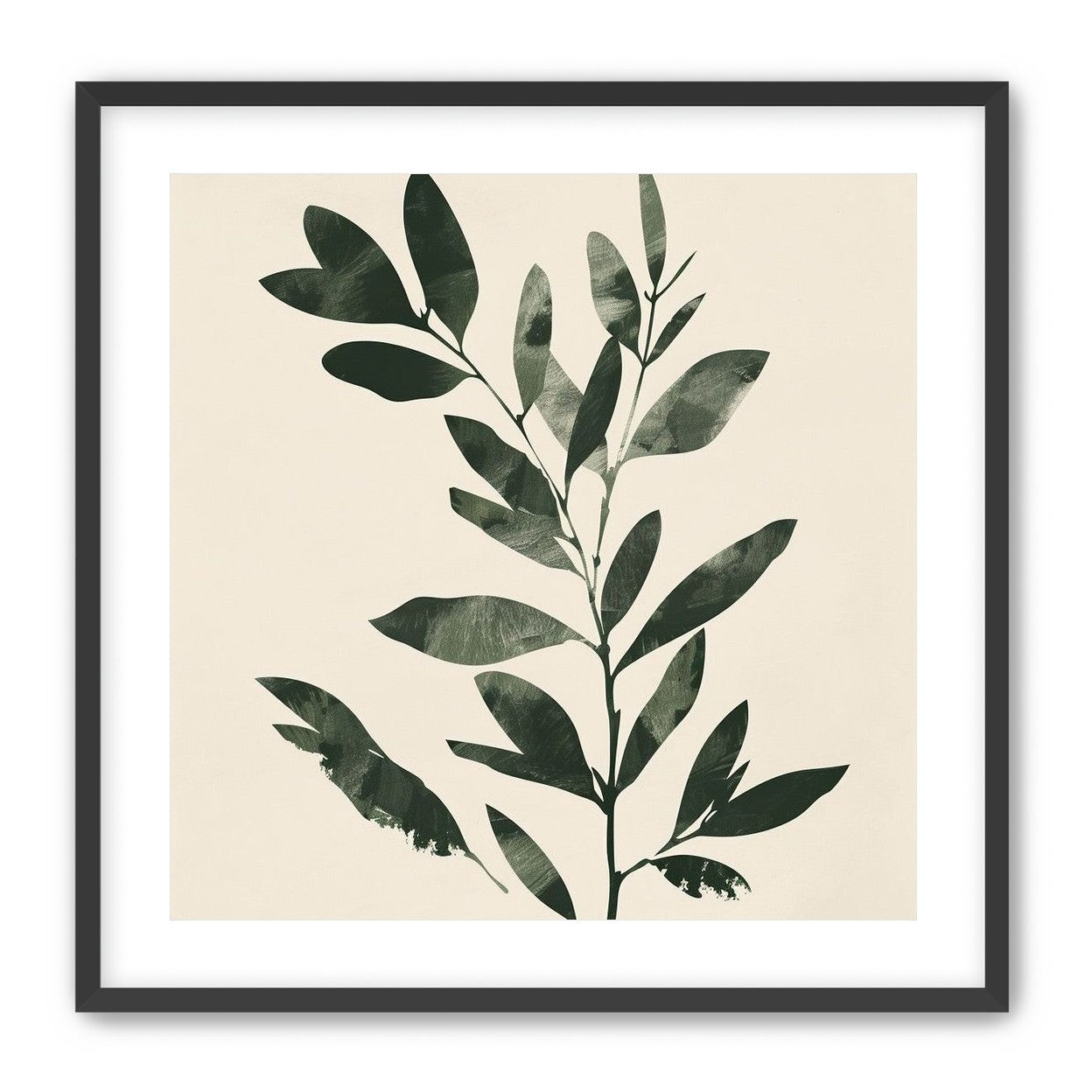 Dark green leaves on cream