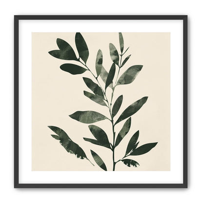 Dark green leaves on cream