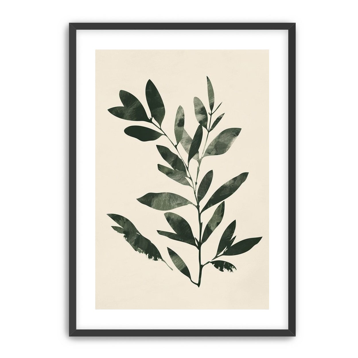 Dark green leaves on cream