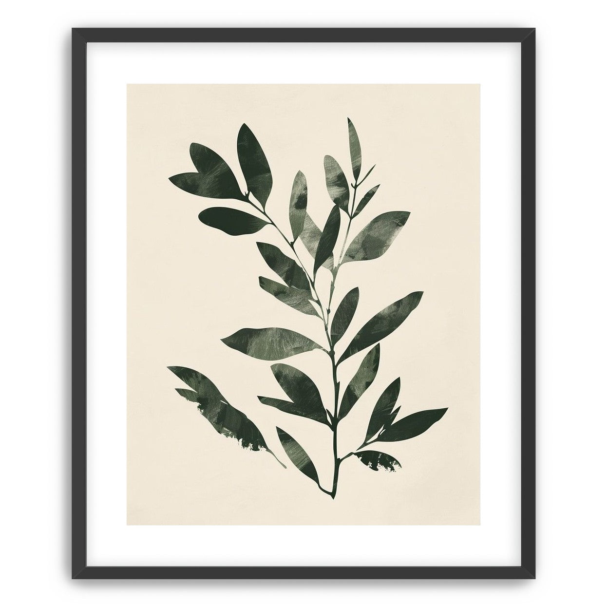Dark green leaves on cream