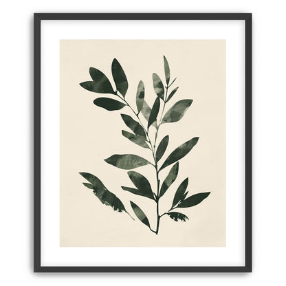 Dark green leaves on cream