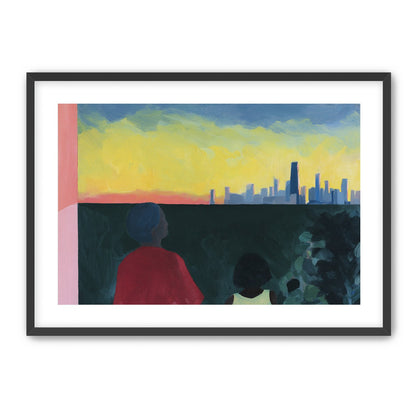 Yellow sky over the skyline