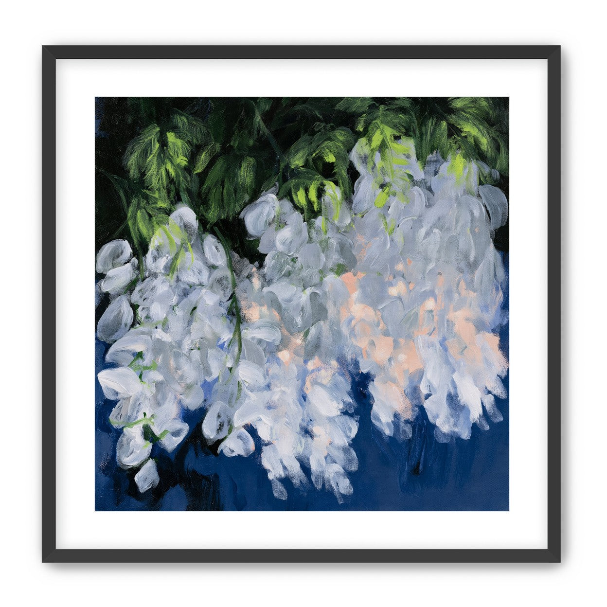 White blooms in blue shade
