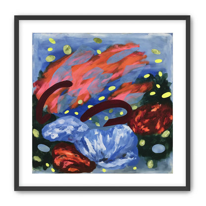 Layered brushstrokes with yellow ovals
