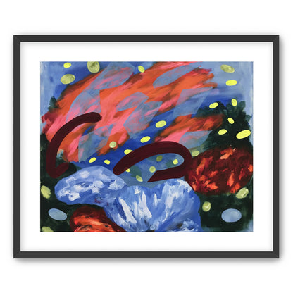 Layered brushstrokes with yellow ovals