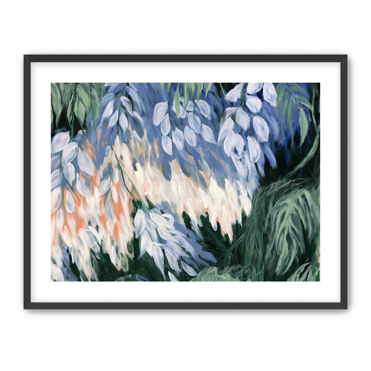 White blossoms in blue shade