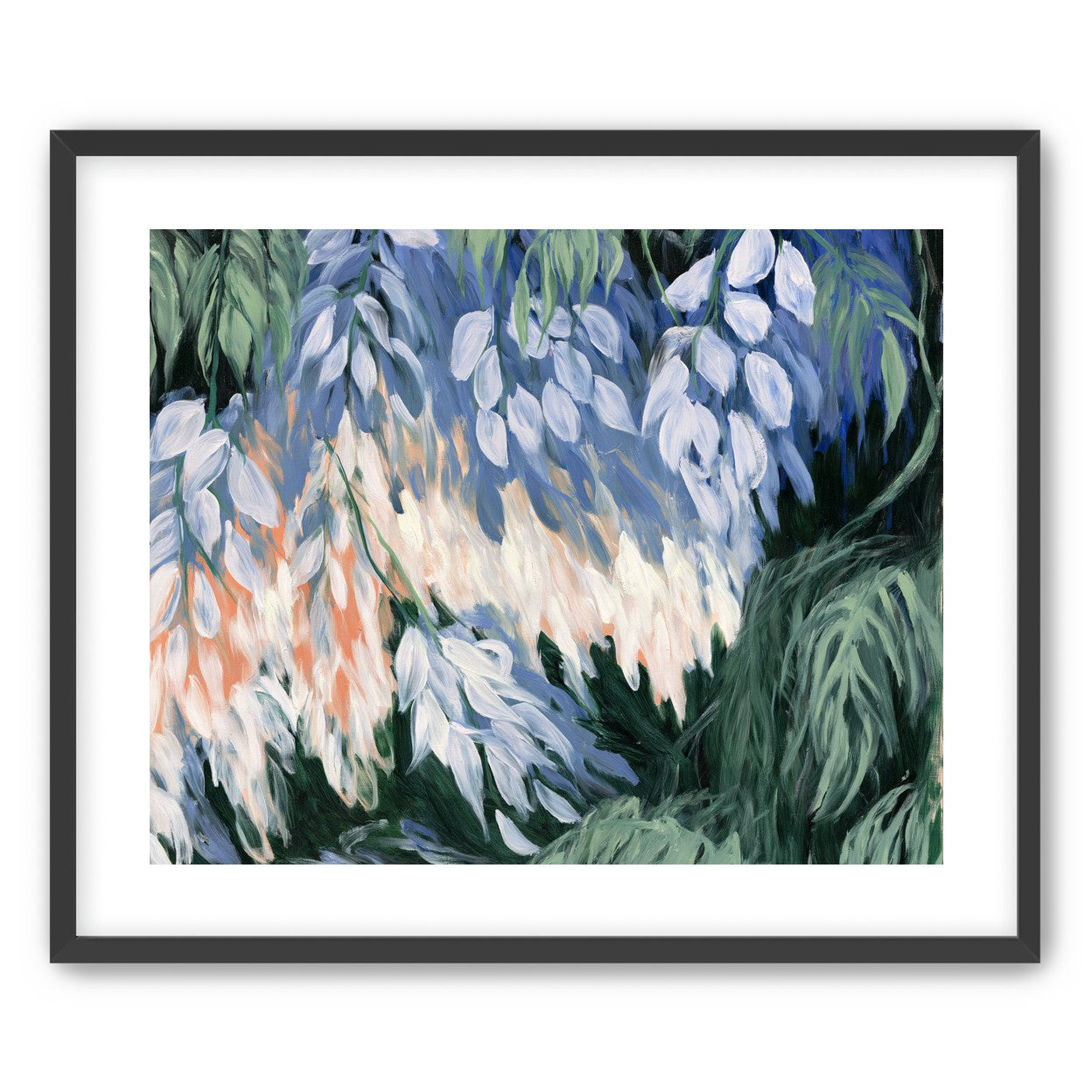 White blossoms in blue shade