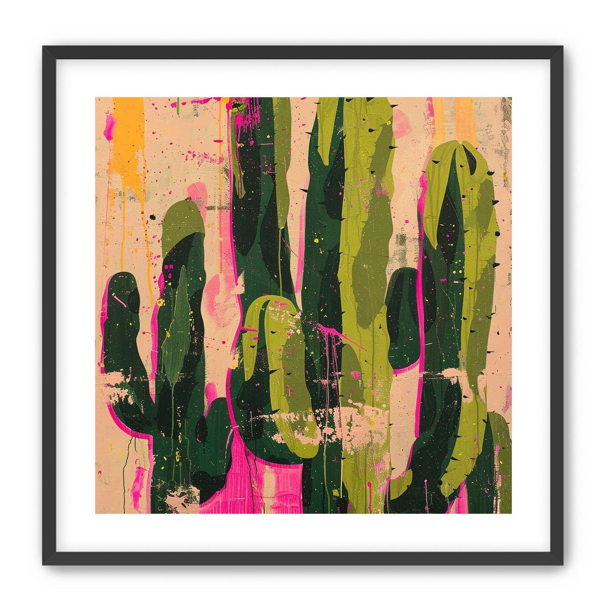 Cacti within pink drips
