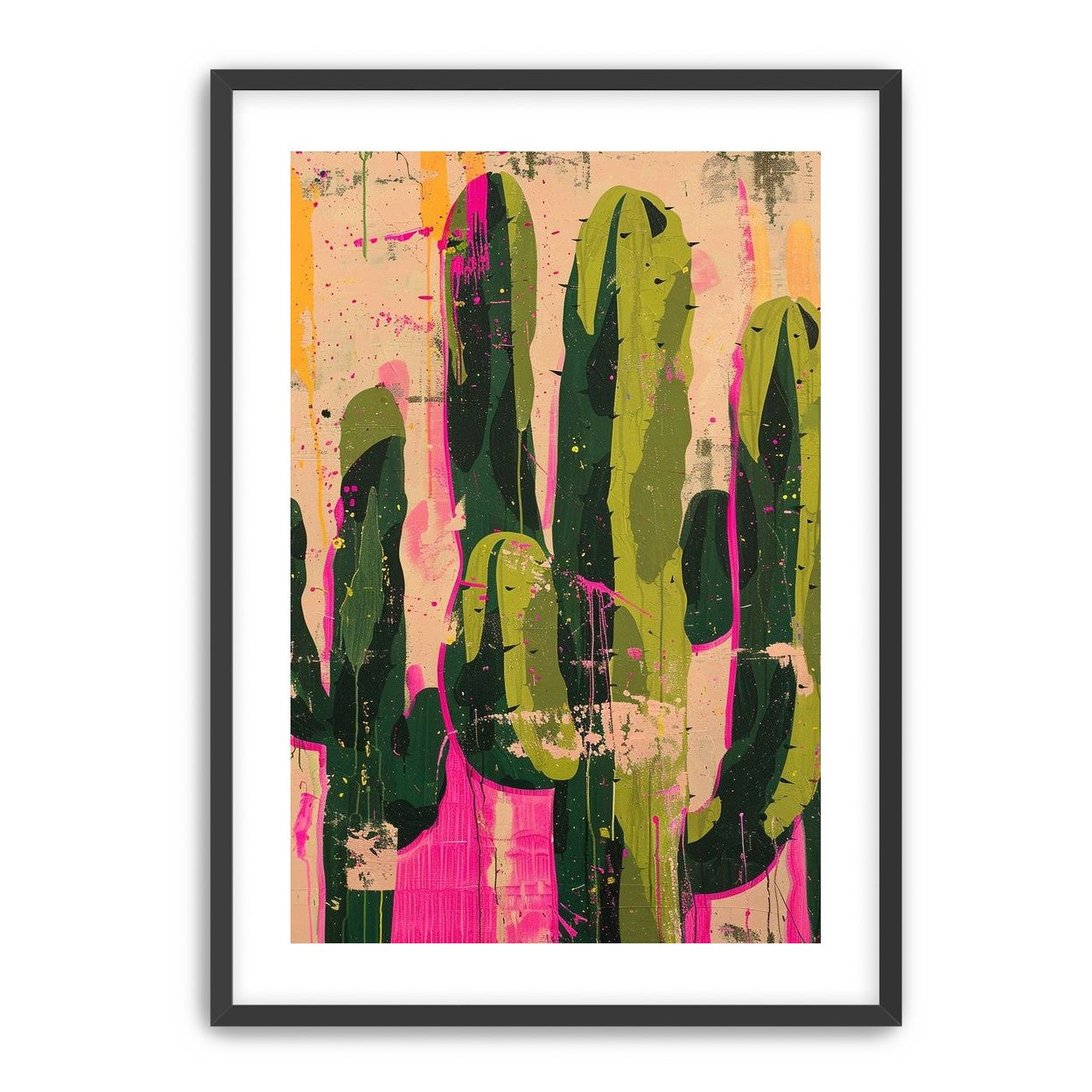 Cacti within pink drips
