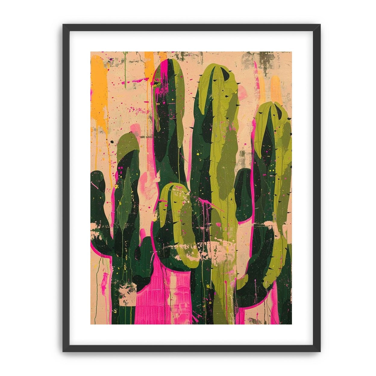 Cacti within pink drips