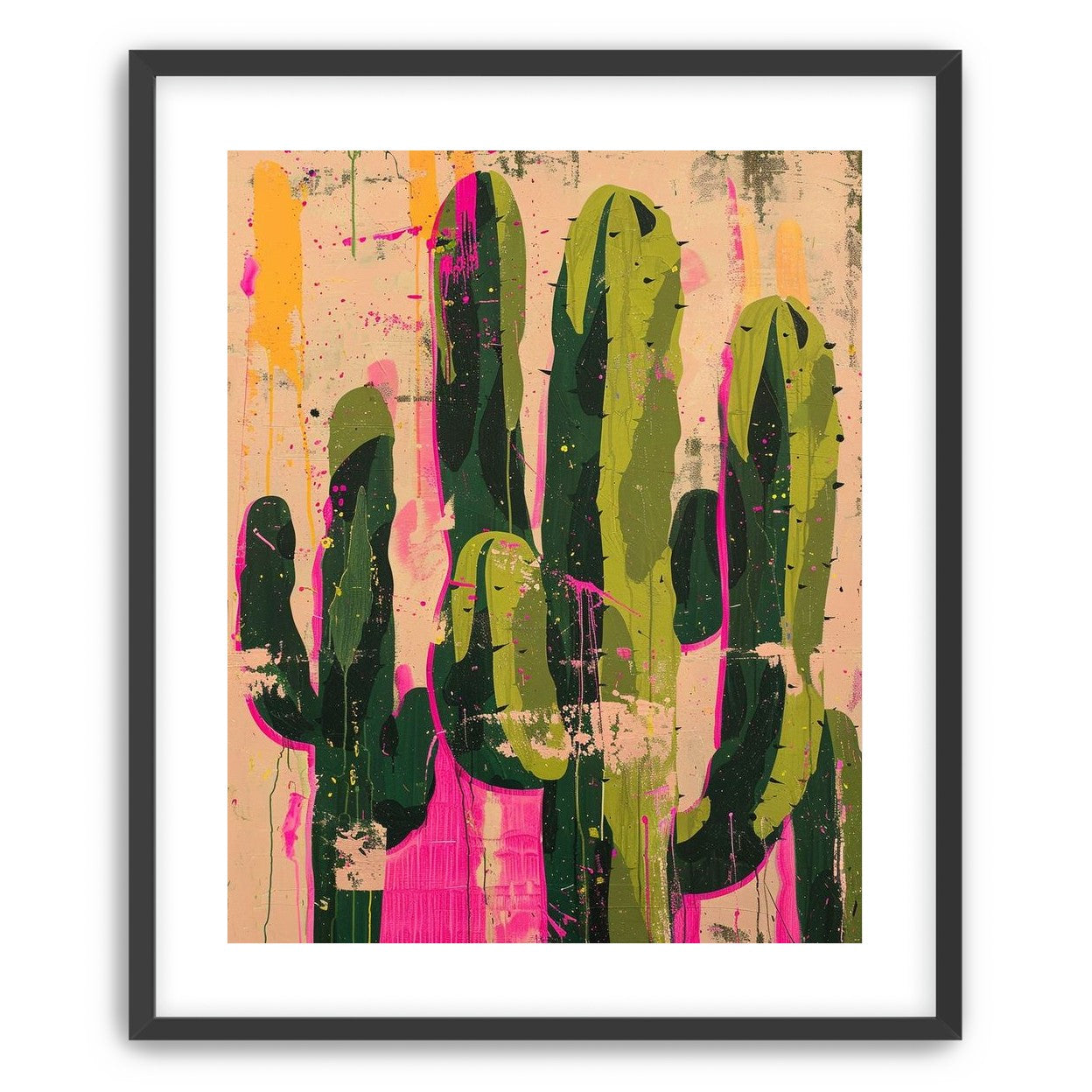 Cacti within pink drips