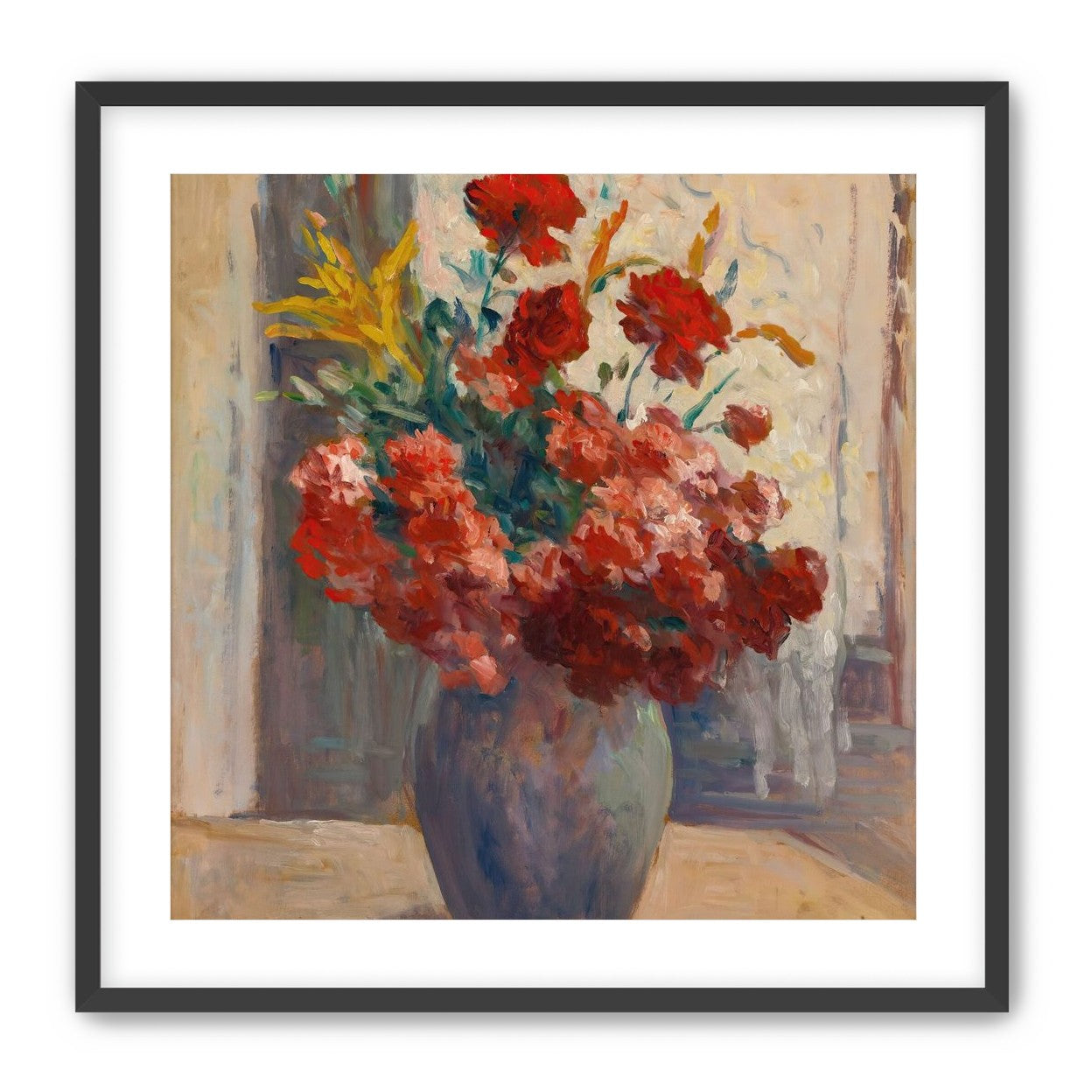Flowers within a tall vase