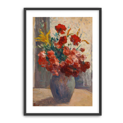 Flowers within a tall vase