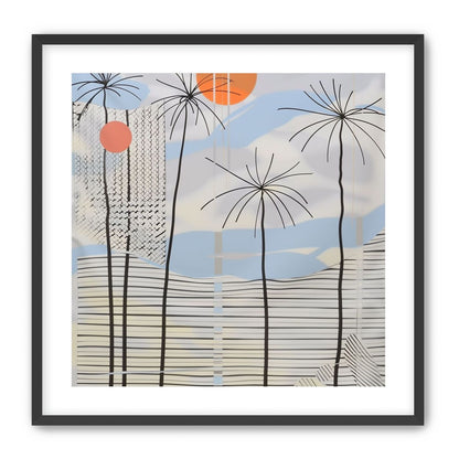 Two suns over striped hills